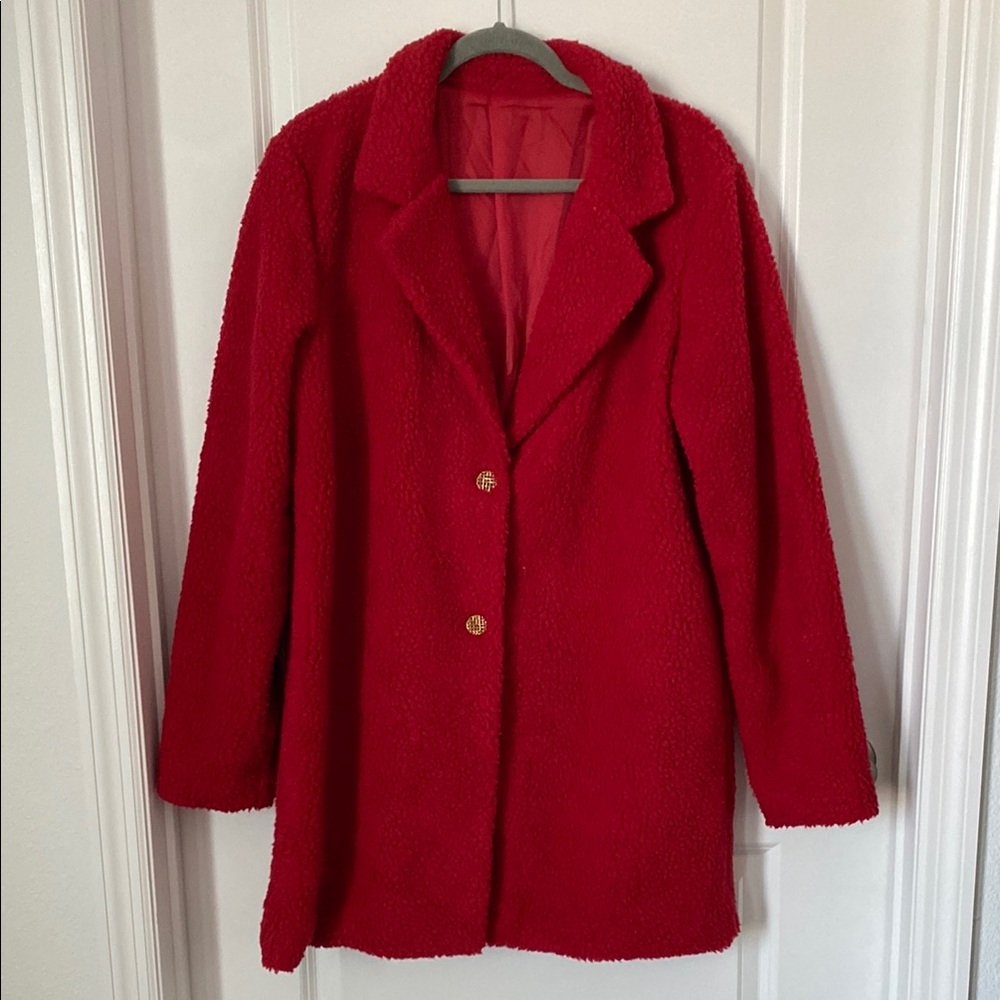 SHEIN Red Teddy Jacket